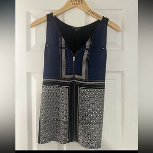 Women's Blue and Black Sleeveless Top